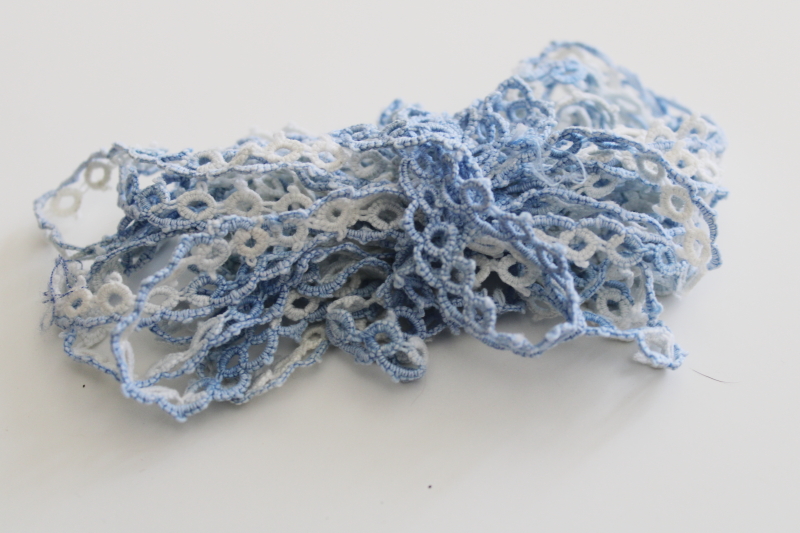 photo of vintage handmade tatted lace edging cotton thread something blue for a bride #4