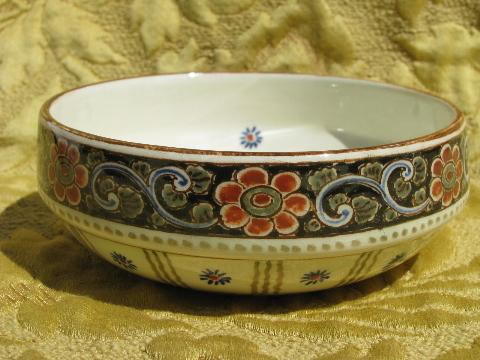 photo of vintage hand-painted Delft pottery polychrome bowl signed and numbered #1