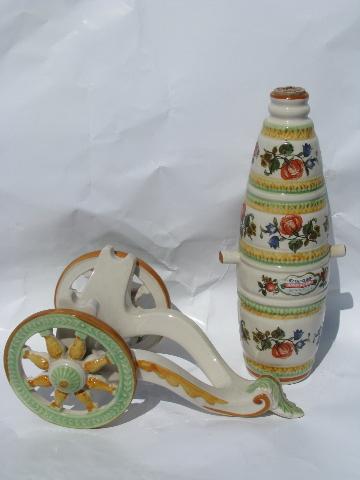 photo of vintage hand-painted Italian ceramic wine decanter w/ carriage #2