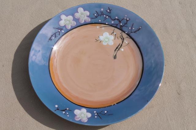 photo of vintage hand-painted Japan cherry / plum blossom porcelain tea set, pot, cups & saucers, plates #9