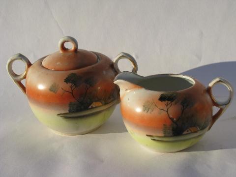 photo of vintage hand-painted Japan chinaware, porcelain cups & saucers, tea set pieces #5