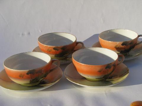 photo of vintage hand-painted Japan chinaware, porcelain cups & saucers, tea set pieces #6