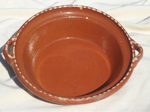 photo of vintage hand-painted Mexican pottery, terracotta covered bowl  #4