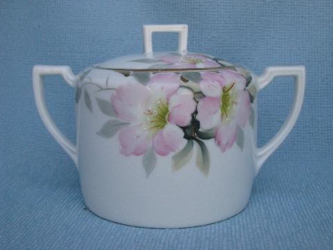 photo of vintage hand-painted Nippon cream pitcher & sugar sets, floral & azalea #6