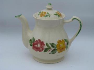 catalog photo of vintage hand-painted Shenandoah Ware tea or coffee pot, Paden City Pottery