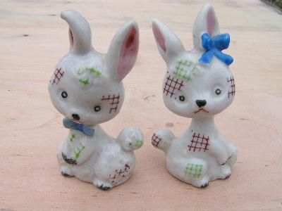 photo of vintage hand-painted china easter bunnies japan #1