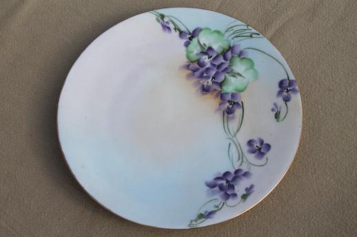 photo of vintage hand-painted china plates with flowers, pretty floral dishes for wedding, tea party #4