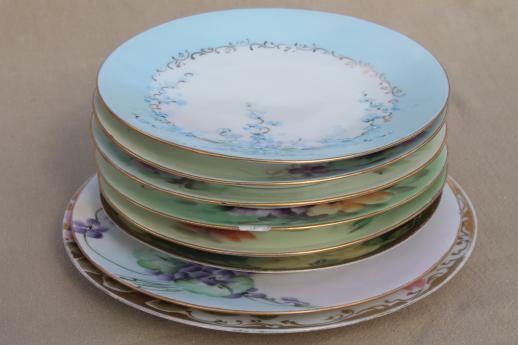 photo of vintage hand-painted china plates with flowers, pretty floral dishes for wedding, tea party #6