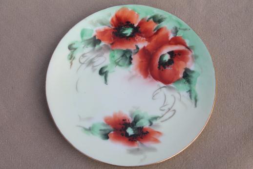 photo of vintage hand-painted china plates with flowers, pretty floral dishes for wedding, tea party #7