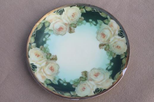 photo of vintage hand-painted china plates with flowers, pretty floral dishes for wedding, tea party #8