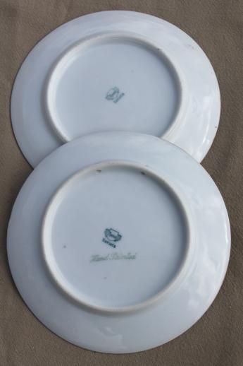 photo of vintage hand-painted china plates with flowers, pretty floral dishes for wedding, tea party #9