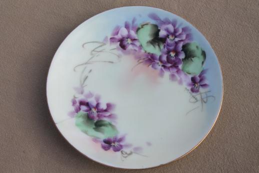 photo of vintage hand-painted china plates with flowers, pretty floral dishes for wedding, tea party #14