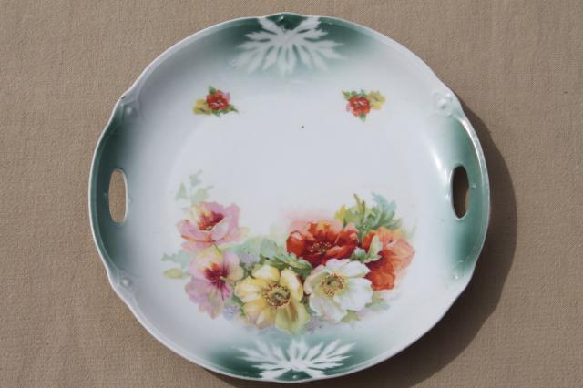 photo of vintage hand-painted china plates with flowers, pretty floral dishes for wedding, tea party #2