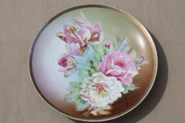 photo of vintage hand-painted china plates with flowers, pretty floral dishes for wedding, tea party #3