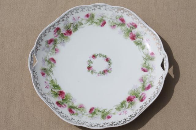 photo of vintage hand-painted china plates with flowers, pretty floral dishes for wedding, tea party #4