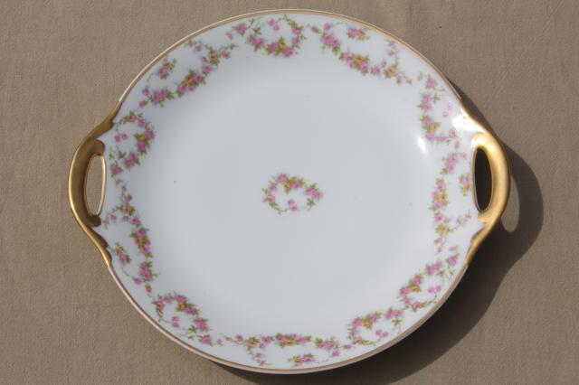 photo of vintage hand-painted china plates with flowers, pretty floral dishes for wedding, tea party #6