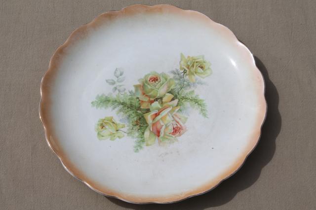 photo of vintage hand-painted china plates with flowers, pretty floral dishes for wedding, tea party #8