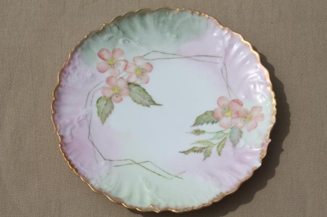 photo of vintage hand-painted china plates with flowers, pretty floral dishes for wedding, tea party #17