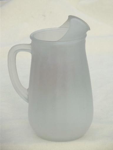 photo of vintage hand-painted frosted glass juice pitcher, Gay Fad or Bartlett Collins #2