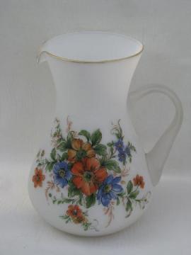 catalog photo of vintage hand-painted glass water or lemonade pitcher, Hazel Atlas Gay Fad