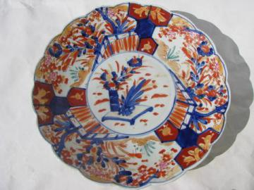 catalog photo of vintage hand-painted imari china dish - large low bowl or charger plate