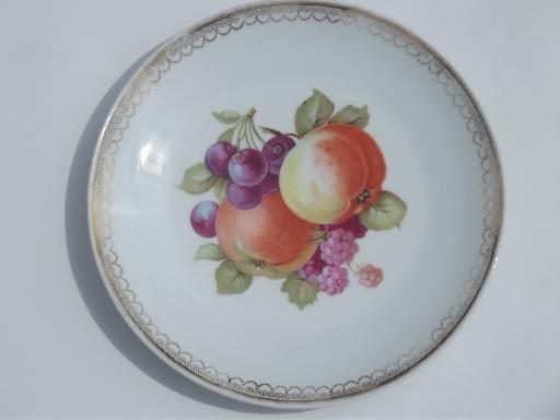 photo of vintage hand-painted plates, old antique painted fruit plates collection #2