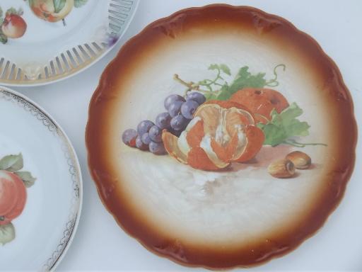 photo of vintage hand-painted plates, old antique painted fruit plates collection #5