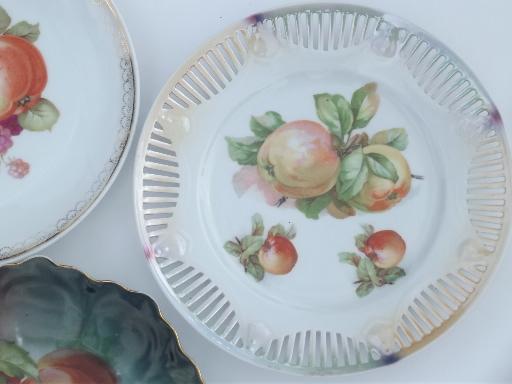 photo of vintage hand-painted plates, old antique painted fruit plates collection #7