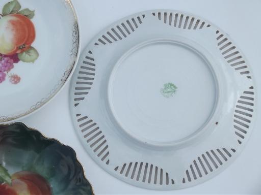 photo of vintage hand-painted plates, old antique painted fruit plates collection #8