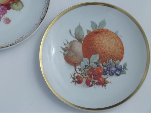 photo of vintage hand-painted plates, old antique painted fruit plates collection #11