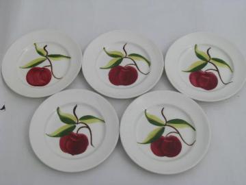 catalog photo of vintage hand-painted pottery plates, 1940s Heritage Ware, red apples