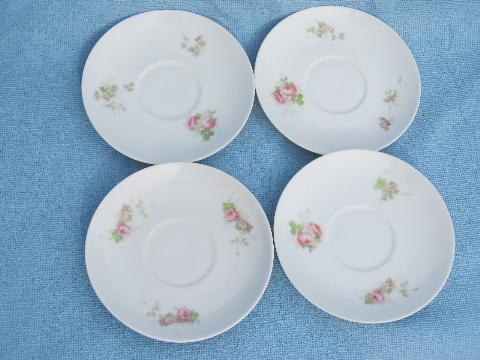 photo of vintage hand-painted rose floral cups & saucers, antique Austria china #3