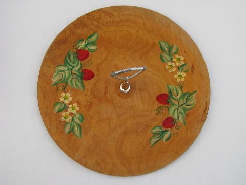 photo of vintage hand-painted wood sandwich tray plate, strawberries! #2