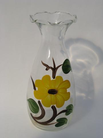 photo of vintage hand-painted yellow sunflower vase, Blue Ridge pottery go-along or Gay Fad? #1