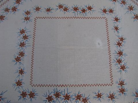 photo of vintage hand-printed cotton kitchen tablecloth, Mexican theme #2