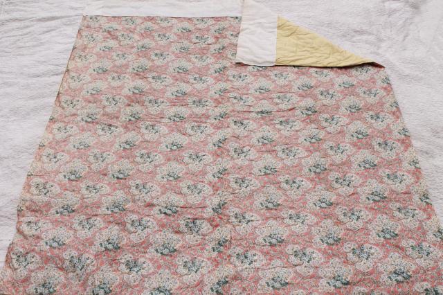 photo of vintage hand-tied quilt comforter, shabby chic floral puffy wool filled eiderdown #4