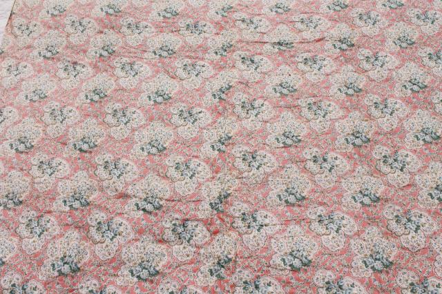 photo of vintage hand-tied quilt comforter, shabby chic floral puffy wool filled eiderdown #5