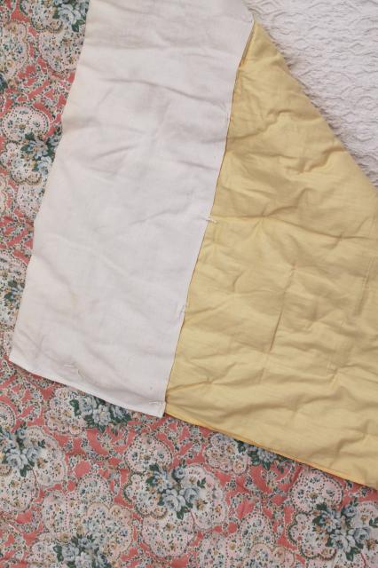 photo of vintage hand-tied quilt comforter, shabby chic floral puffy wool filled eiderdown #9