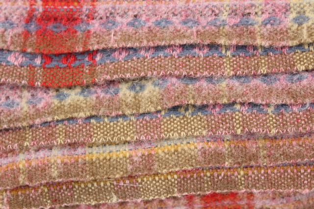 photo of vintage handwoven wool blanket, multi-colored fringed throw Amana colonies #2