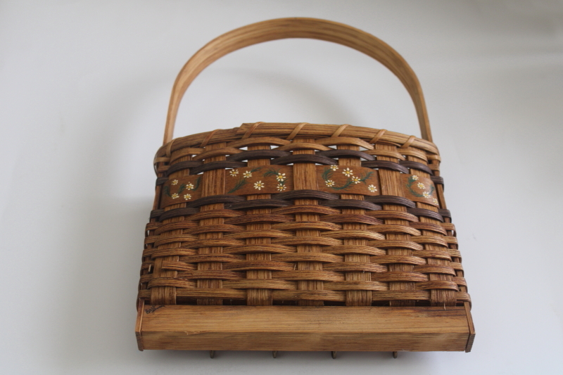 photo of vintage hanging basket with hook board, flat wall pocket for holding greenery herbs flowers  #8