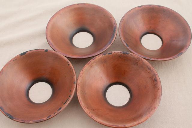 photo of vintage hanging lamp chandelier shades, copper finish, country rustic primitive style #5