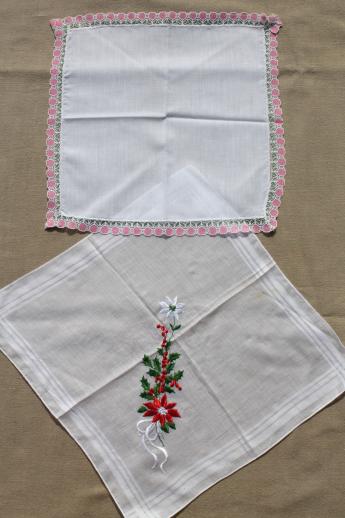 photo of vintage hankies w/ embroidery & crochet lace, fancy vintage handkerchiefs lot #2
