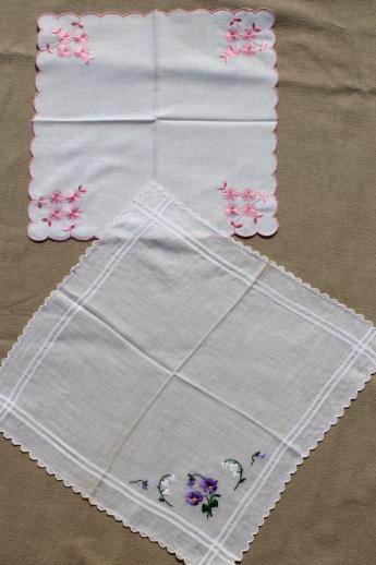 photo of vintage hankies w/ embroidery & crochet lace, fancy vintage handkerchiefs lot #3