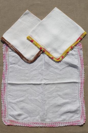 photo of vintage hankies w/ embroidery & crochet lace, fancy vintage handkerchiefs lot #5