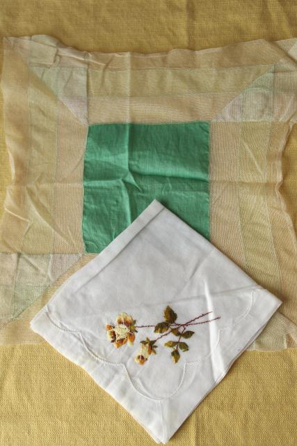 photo of vintage hankies lot, 30+ handkerchiefs w/ spring flowers, embroidery, lace edgings #3