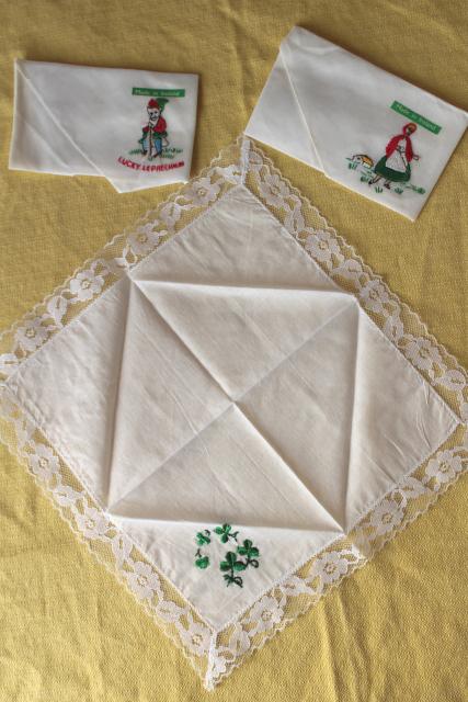 photo of vintage hankies lot, 30+ handkerchiefs w/ spring flowers, embroidery, lace edgings #9