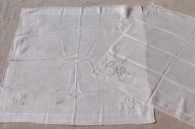 photo of vintage hankies lot, embroidered & lace edged handkerchiefs in cedar wood hanky box #14
