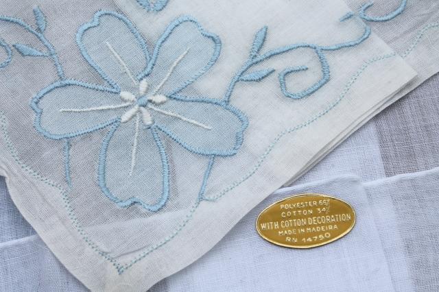 photo of vintage hankies lot, fine cotton & linen handkerchiefs Madeira style embroidery #8