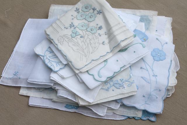 photo of vintage hankies lot, fine cotton & linen handkerchiefs Madeira style embroidery #9