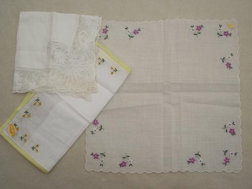 photo of vintage hankies lot, fine cotton & linen handkerchiefs w/ Swiss embroidery #3